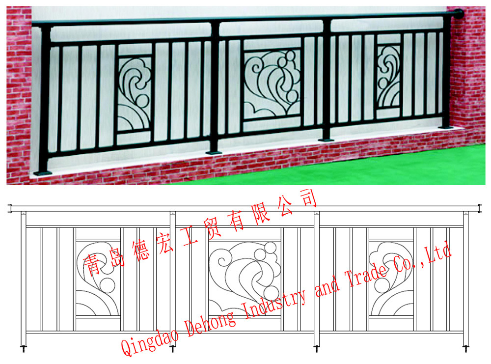 Dise&ntilde;os de barandas para balcones de hierro forjado con revestimiento interior en polvo de seguridad ornamental